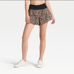 Women's Mid-Rise Foldover Waistband Woven Shorts 2" - JoyLab Black Animal Print